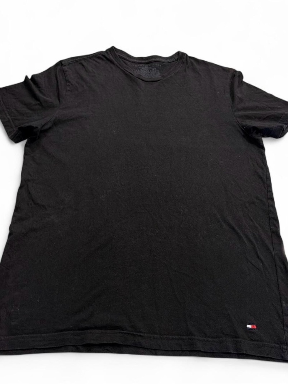 TOMMY HILFILGER Black Crew Neck T-Shirt - Classic Minimal Style Sz M gently used